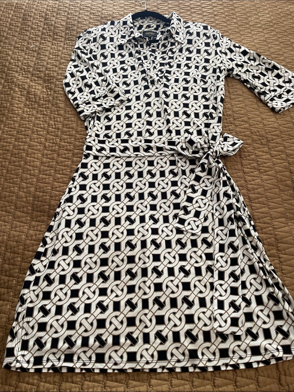 Laundry by Shelli Segal Black & White Geometric Chain Print Dress - Picture 2 of 6